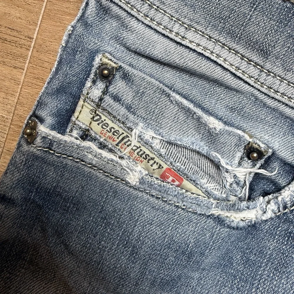 Diesel Tepphar Jeans Mens 29x30 Blue Slim Carrot Stretch Distressed Denim Pants